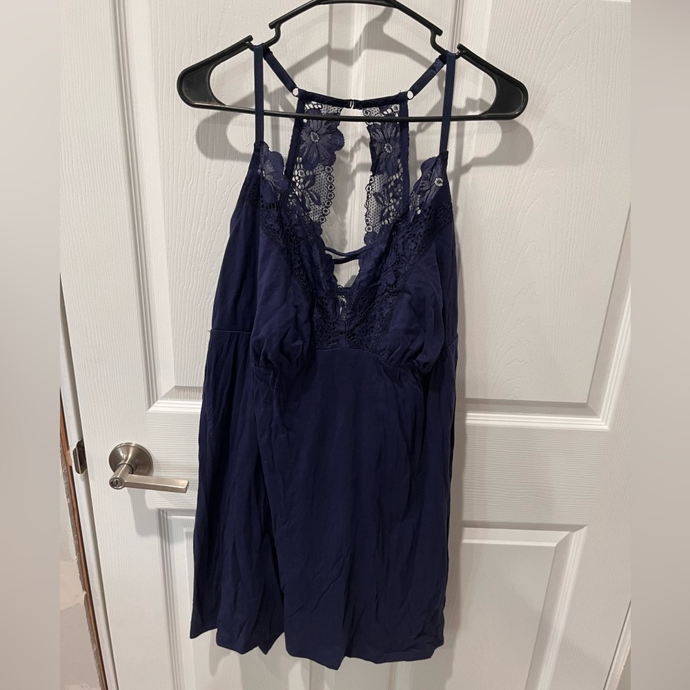 🟣Cacique 18/20 Deep Blue Lace Detail Dress Pajama